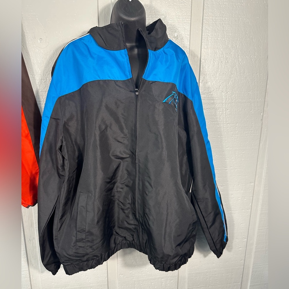 NFL Carolina  Panthers Blue and Black Full Zip Windbreaker Size XL NWOT